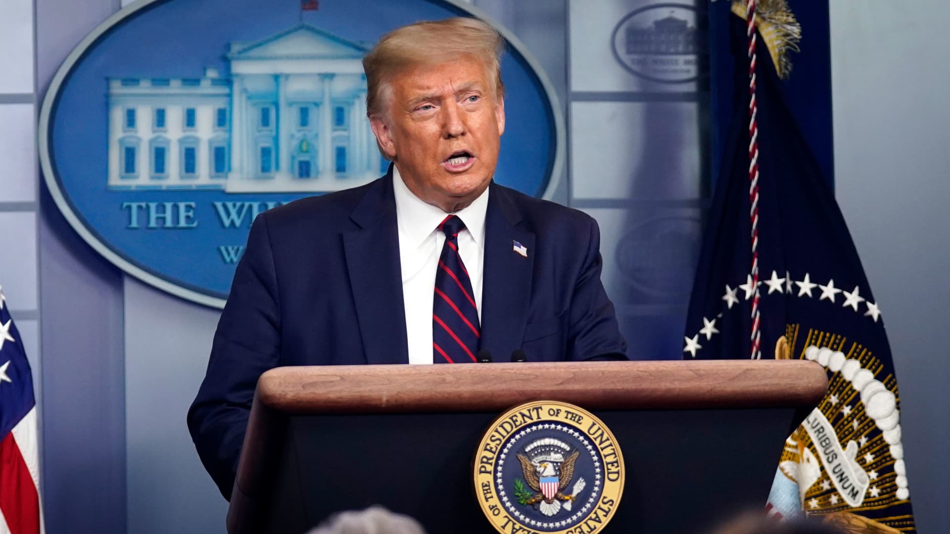 Trump media briefing White House Israel Doha strike